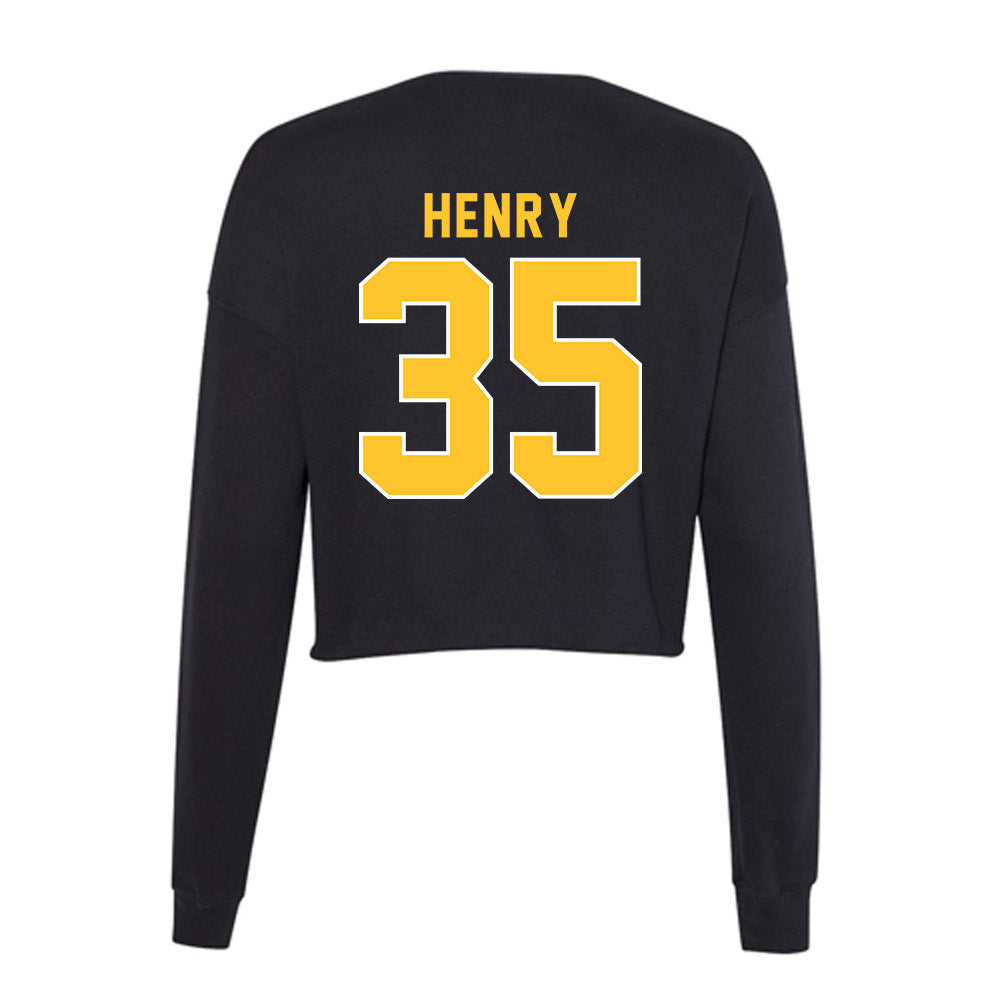 GMU - NCAA Men's Basketball : Malik Henry - Women's Cropped Crew Fleece-1
