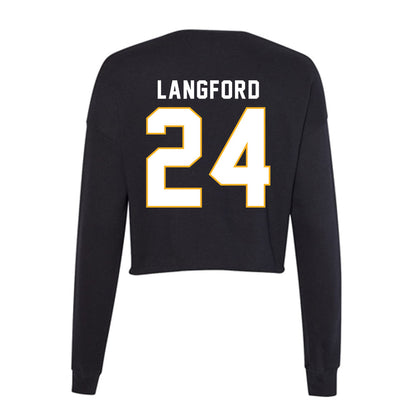 SJSU - NCAA Men's Basketball : Douglas Langford - Women's Cropped Crew Fleece-1