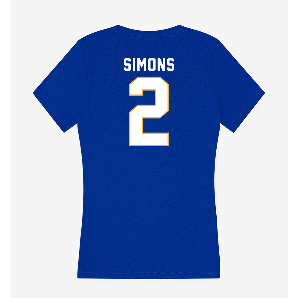 SJSU - NCAA Women's Basketball : McKenna Simons - Women's V-Neck T-Shirt-1