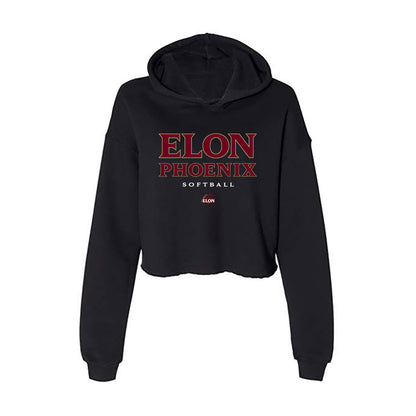 Elon - NCAA Softball : Mauri Murray - Women's Crop Fleece Hoodie-0