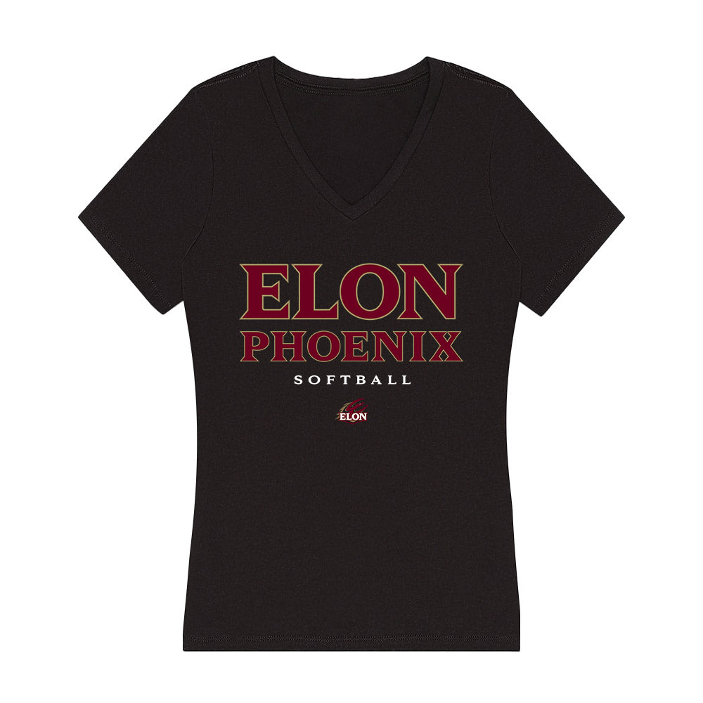 Elon - NCAA Softball : Meredith Wells - Women's V-Neck T-Shirt-0