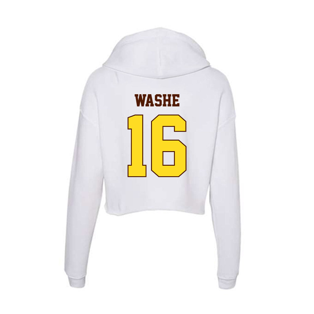 Western Michigan - NCAA Men's Ice Hockey : Tim Washe - Women's Crop Fleece Hoodie-1