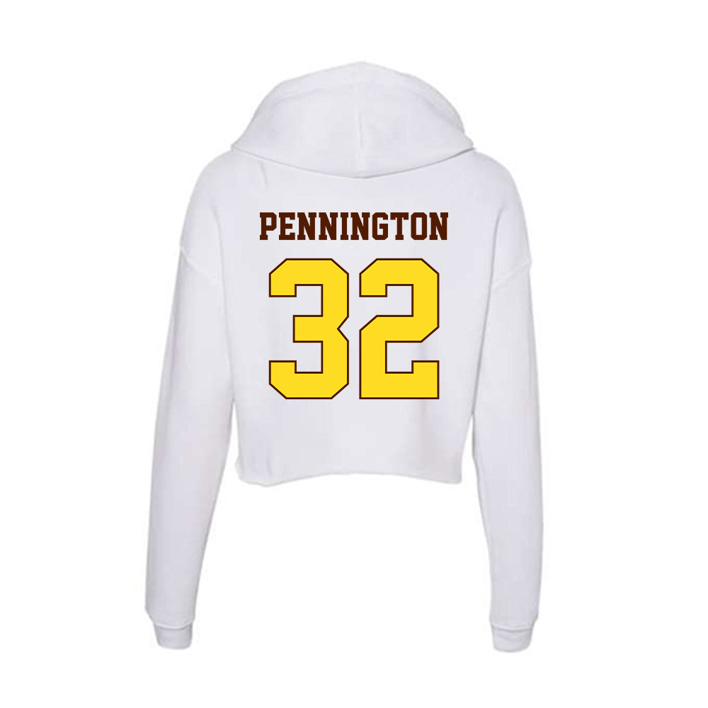 Western Michigan - NCAA Football : Derek Pennington - Women's Crop Fleece Hoodie-1