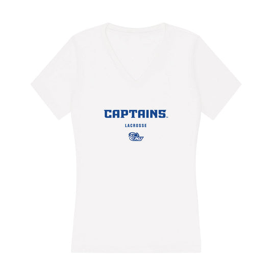 CNU - NCAA Men's Lacrosse : Jayden Hardnett - Women's V-Neck T-Shirt-0