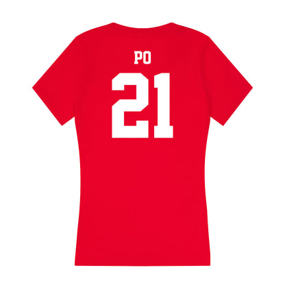 New Mexico - NCAA Women's Basketball : Reza Po - Women's V-Neck T-Shirt-1