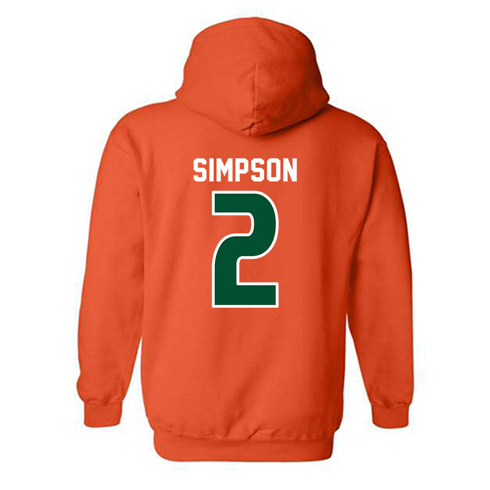 Miami - NCAA Women's Soccer : Emilie Simpson - Replica Shersey Hooded Sweatshirt-1