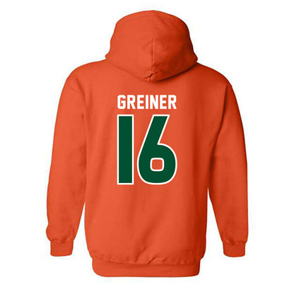 Miami - NCAA Women's Soccer : Sarah Greiner - Replica Shersey Hooded Sweatshirt-1