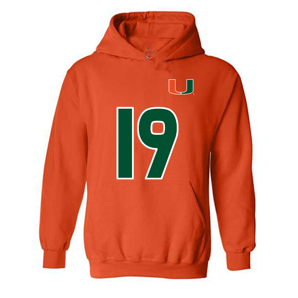 Miami - NCAA Women's Soccer : Madison Landers - Replica Shersey Hooded Sweatshirt-0