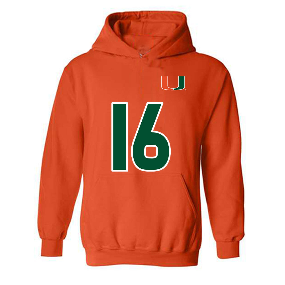 Miami - NCAA Women's Soccer : Sarah Greiner - Replica Shersey Hooded Sweatshirt-0