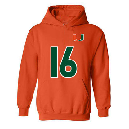 Miami - NCAA Women's Soccer : Sarah Greiner - Replica Shersey Hooded Sweatshirt-0