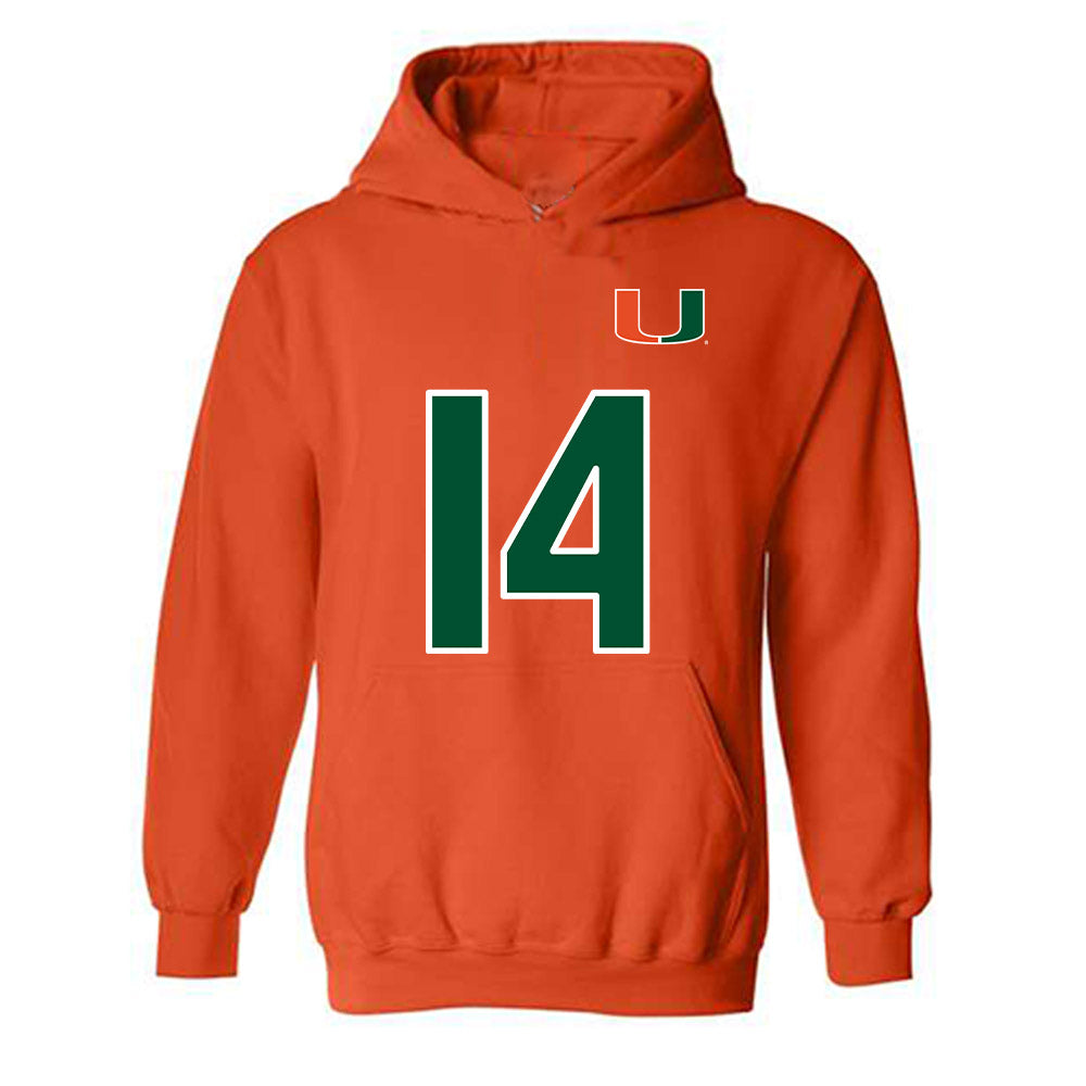 Miami - NCAA Women's Soccer : Taylor Maxwell - Replica Shersey Hooded Sweatshirt-0