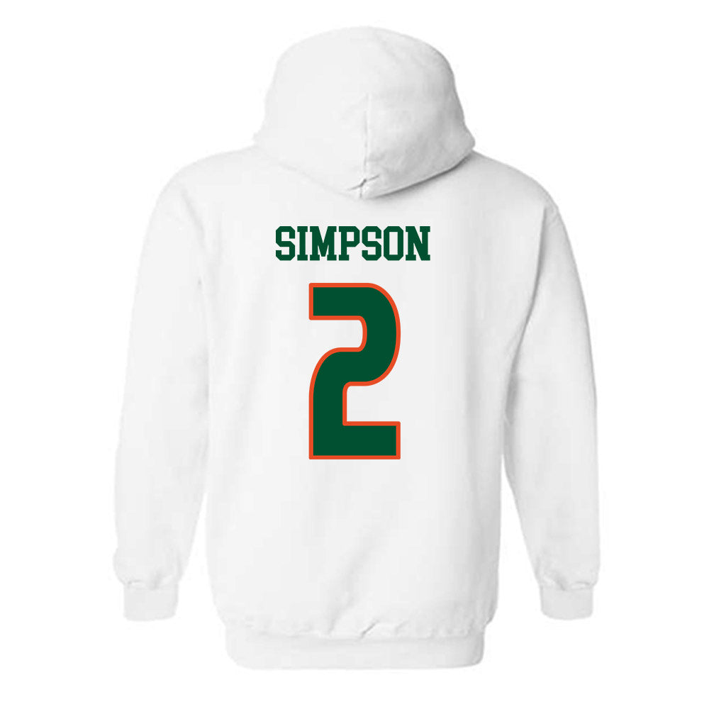 Miami - NCAA Women's Soccer : Emilie Simpson - Replica Shersey Hooded Sweatshirt-1