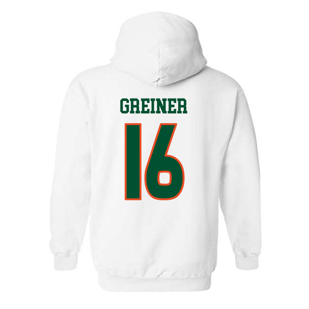 Miami - NCAA Women's Soccer : Sarah Greiner - Replica Shersey Hooded Sweatshirt-1