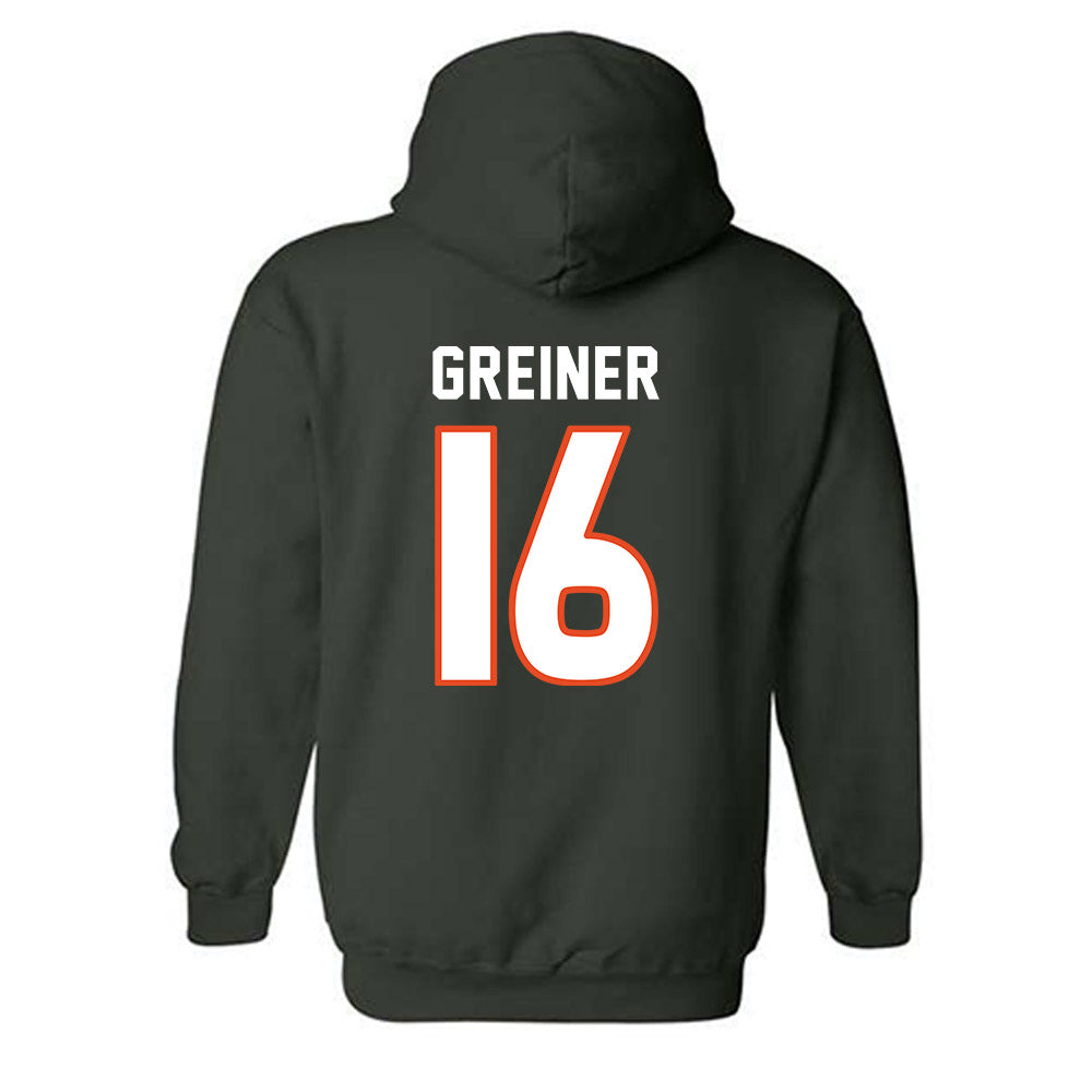 Miami - NCAA Women's Soccer : Sarah Greiner - Replica Shersey Hooded Sweatshirt-1