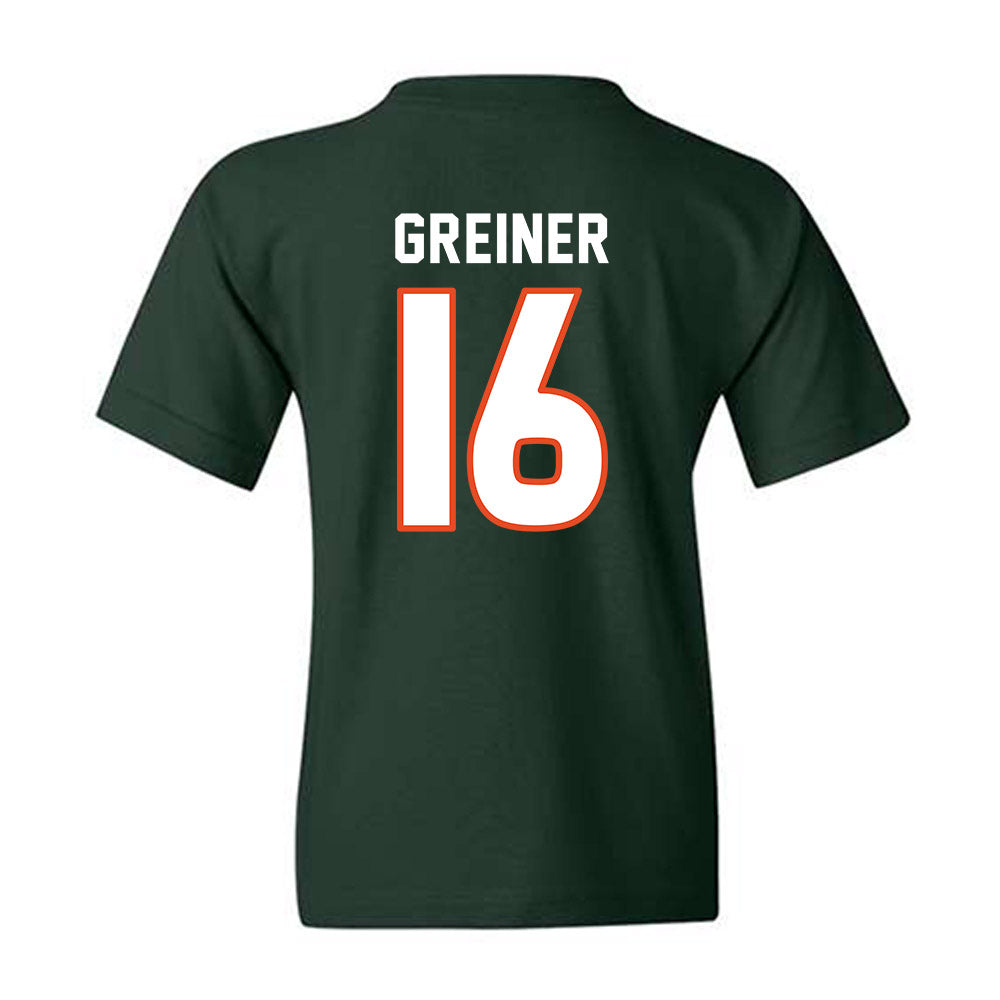 Miami - NCAA Women's Soccer : Sarah Greiner - Replica Shersey Youth T-Shirt-1