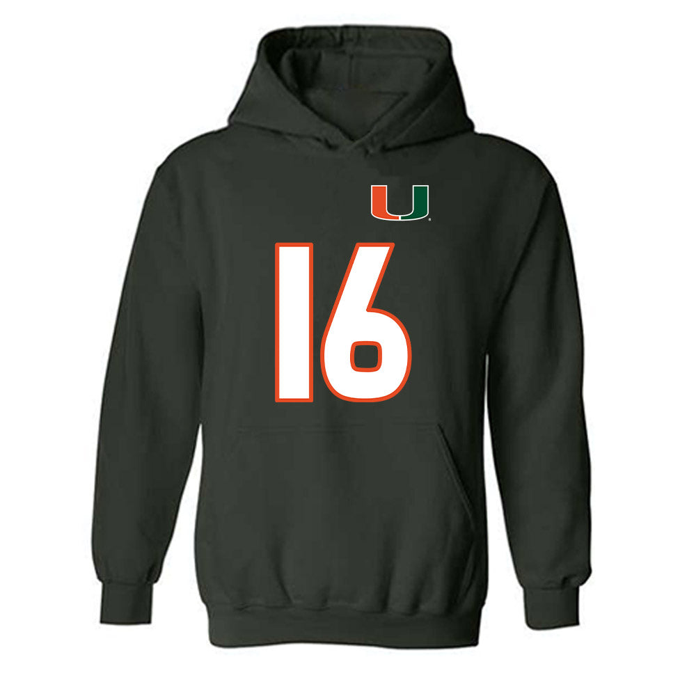 Miami - NCAA Women's Soccer : Sarah Greiner - Replica Shersey Hooded Sweatshirt-0