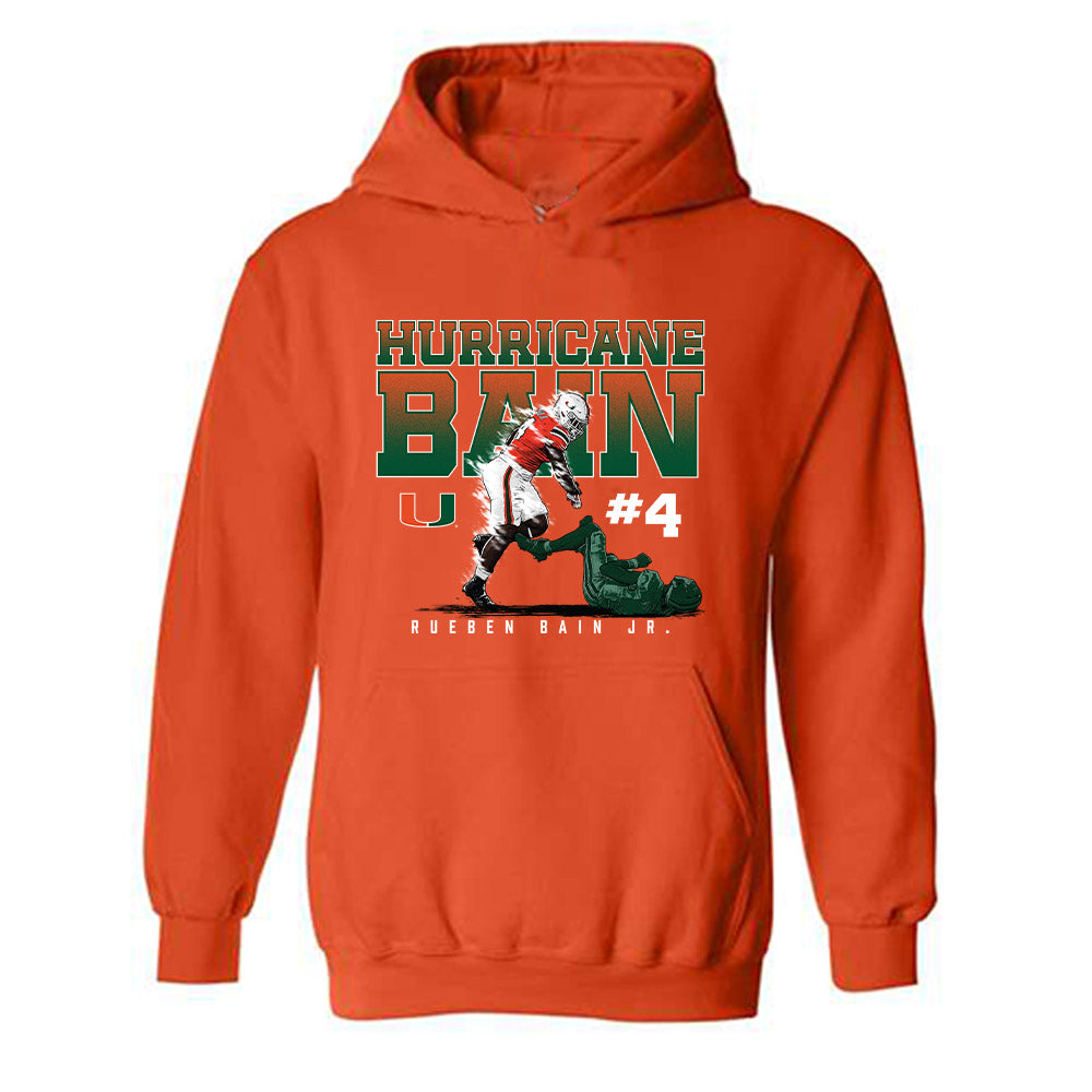 Miami - NCAA Football : Rueben Bain Jr. - Caricature Hooded Sweatshirt-0
