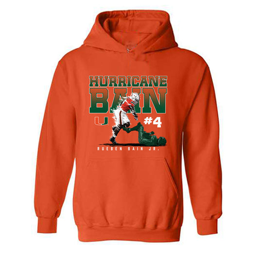 Miami - NCAA Football : Rueben Bain Jr. - Caricature Hooded Sweatshirt-0