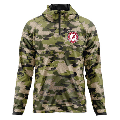 Alabama - : - Tusk Camo Crimson Tide Quarter Zip Windbreaker-0