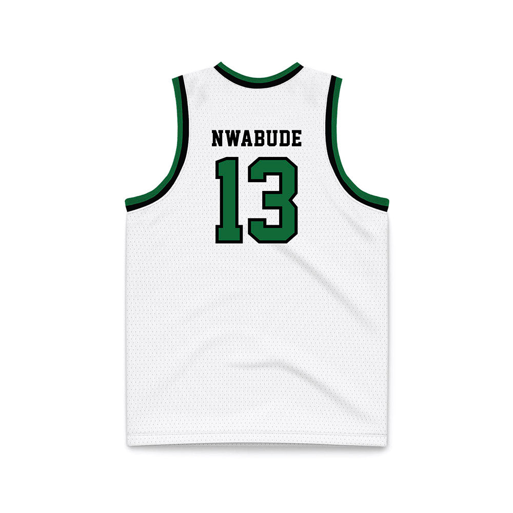 EMich - NCAA Men's Basketball : Godslove Nwabude - White Basketball Jersey-1