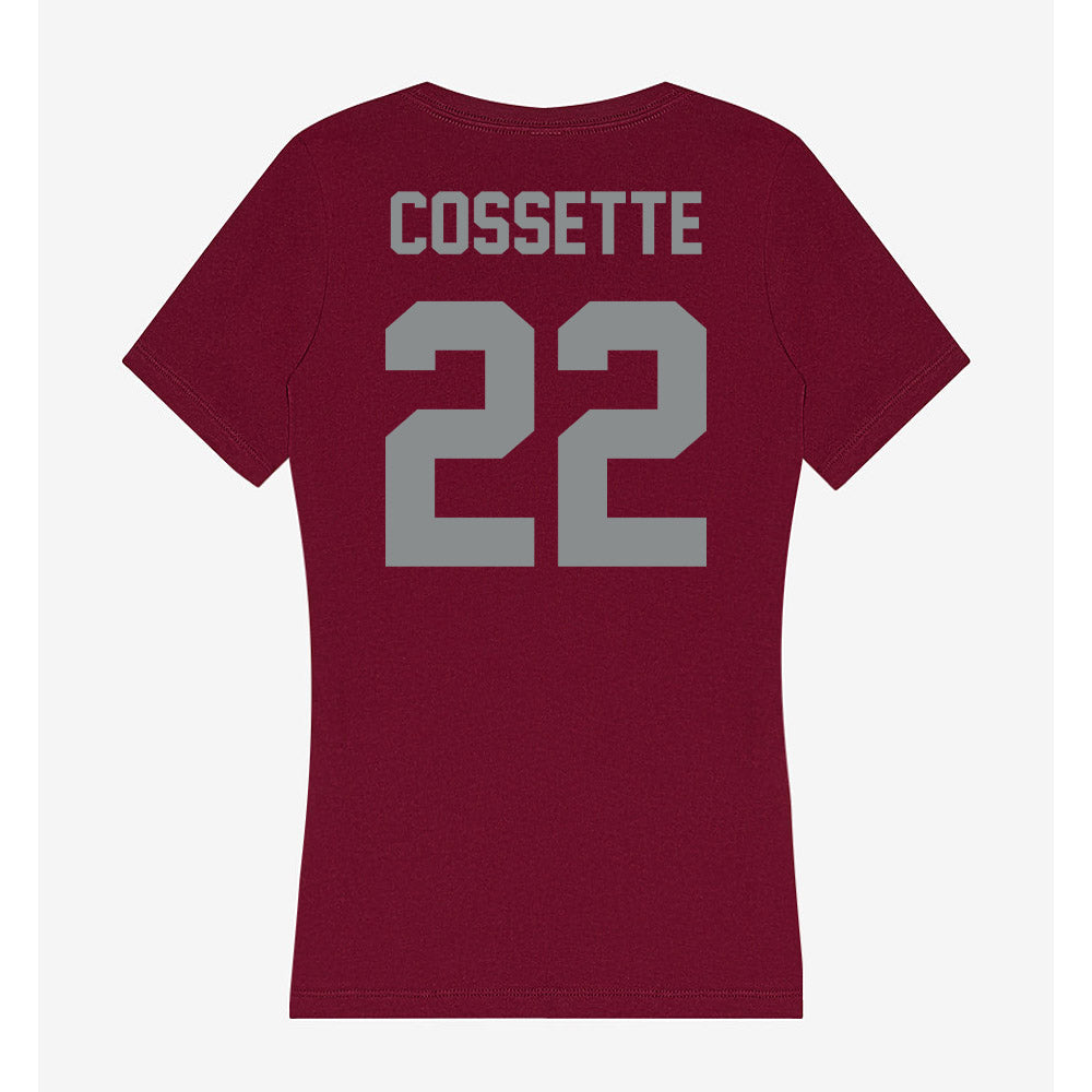Montana - NCAA Women's Basketball : Ava Cossette - Women's V-Neck T-Shirt-1