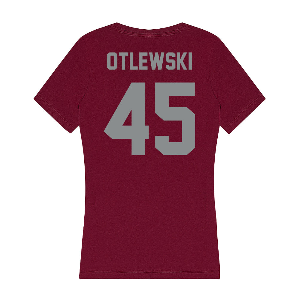 Montana - NCAA Football : Caleb Otlewski - Women's V-Neck T-Shirt-1