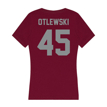 Montana - NCAA Football : Caleb Otlewski - Women's V-Neck T-Shirt-1