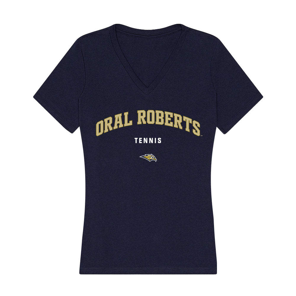 Oral Roberts - NCAA Men's Tennis : Jonathan Evans - Women's V-Neck T-Shirt-0