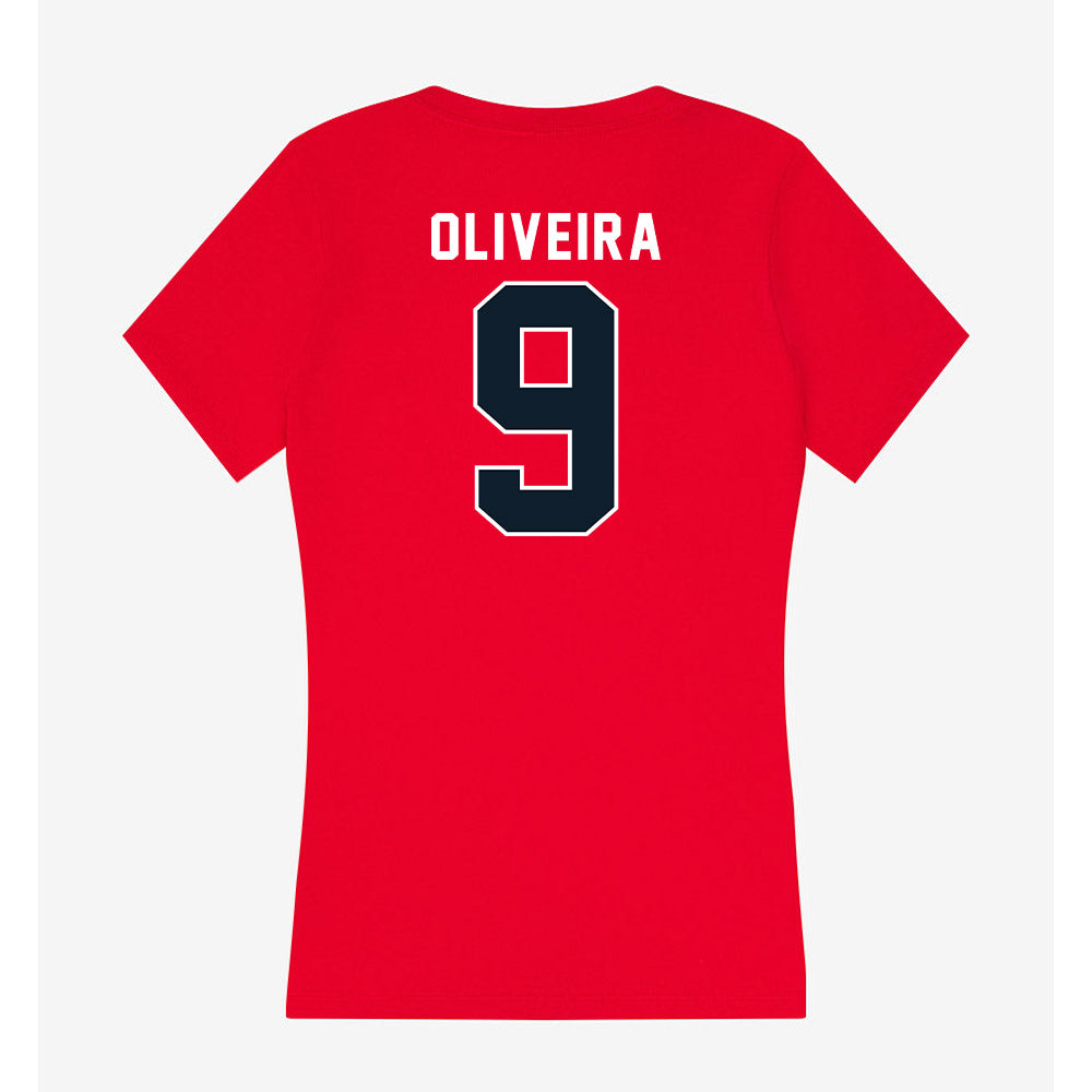 Dallas Baptist - NCAA Men's Soccer : Erik Oliveira - Women's V-Neck T-Shirt-1