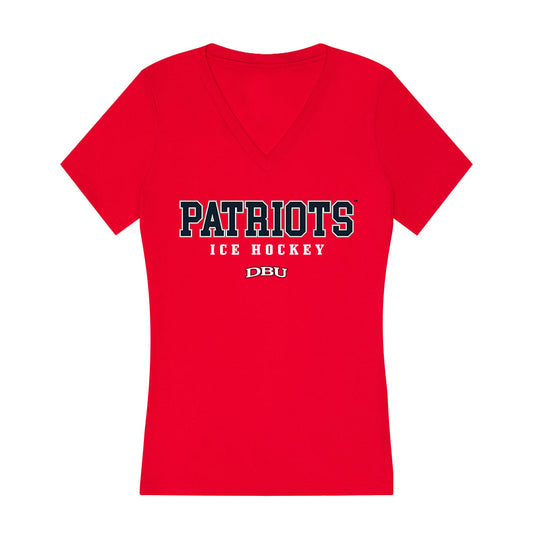 Dallas Baptist - NCAA Men's Ice Hockey : David Huntting - Women's V-Neck T-Shirt-0