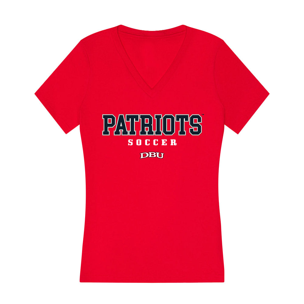 Dallas Baptist - NCAA Men's Soccer : Erik Oliveira - Women's V-Neck T-Shirt-0