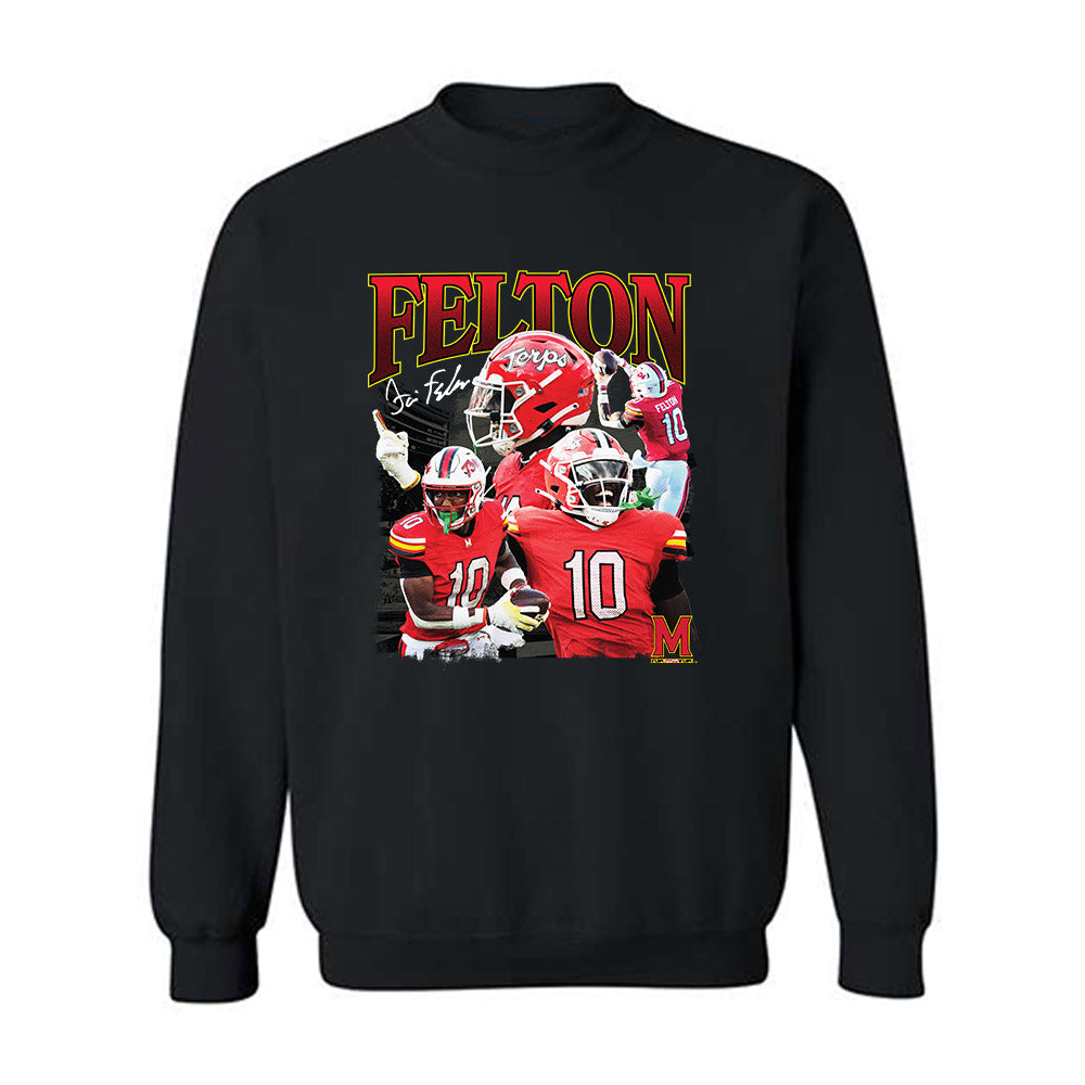 Maryland - NCAA Football : Tai Felton - Player Collage Crewneck Sweatshirt-0