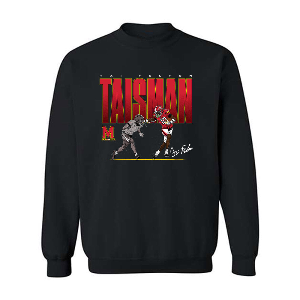 Maryland - NCAA Football : Tai Felton - Individual Caricature Crewneck Sweatshirt-0