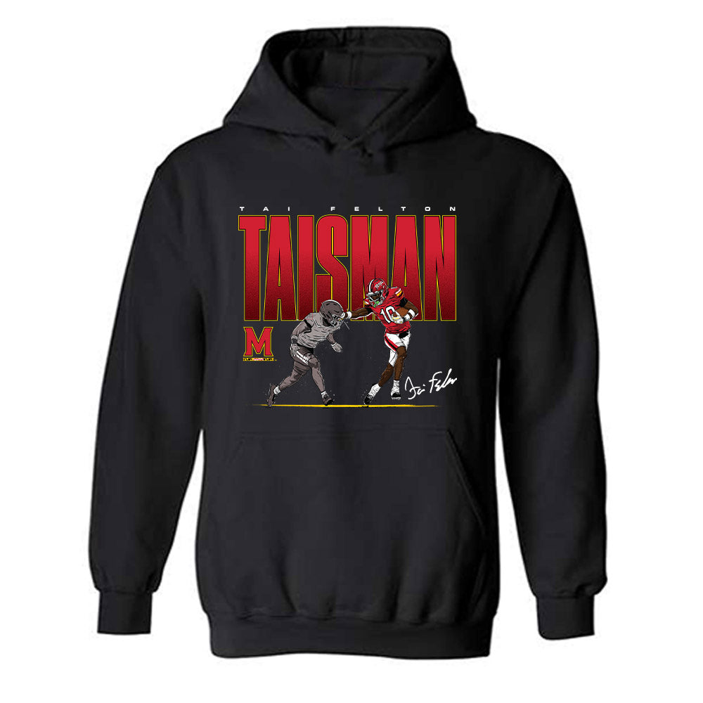 Maryland - NCAA Football : Tai Felton - Individual Caricature Hooded Sweatshirt-0