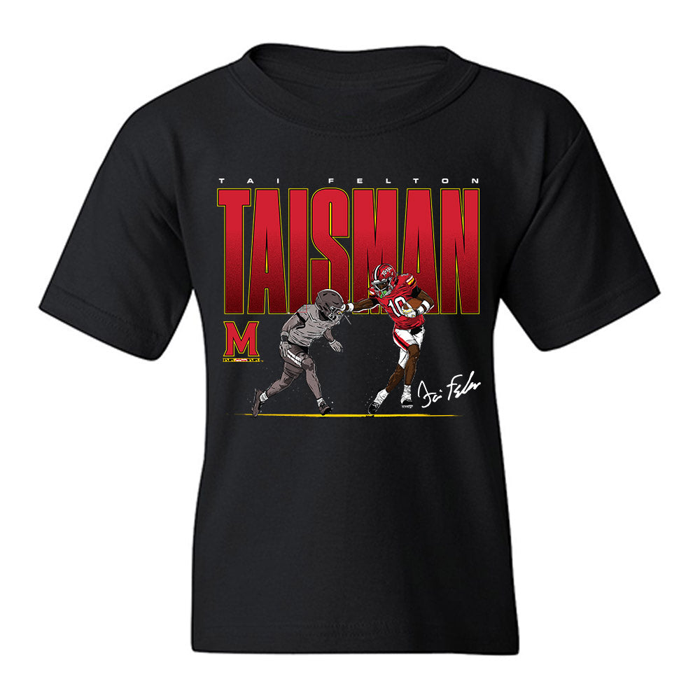 Maryland - NCAA Football : Tai Felton - Individual Caricature Youth T-Shirt-0