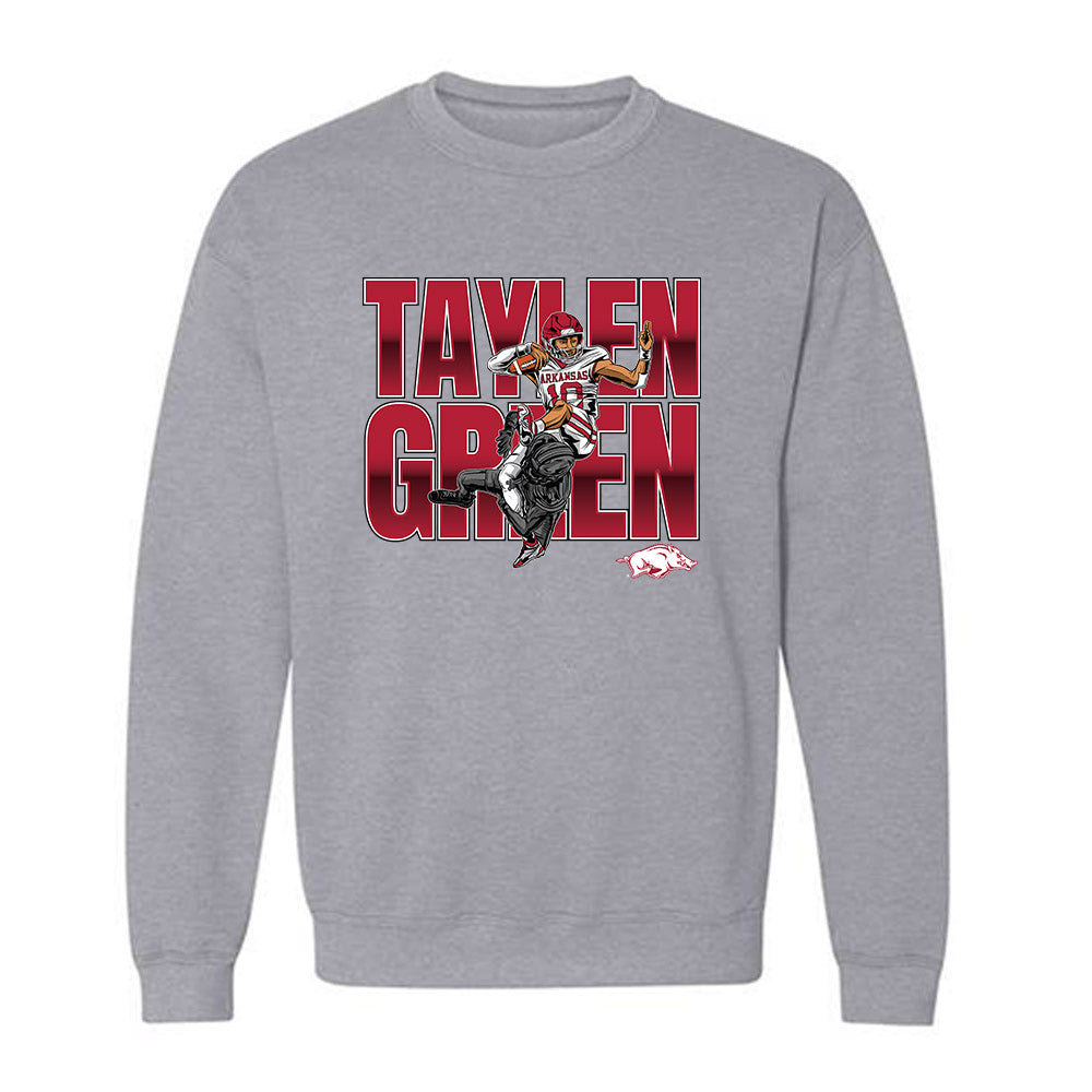 Arkansas - NCAA Football : Taylen Green - Individual Caricature Crewneck Sweatshirt-0
