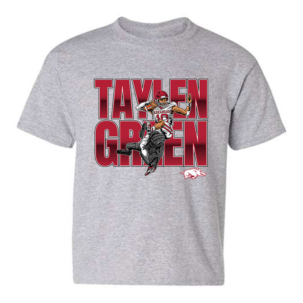 Arkansas - NCAA Football : Taylen Green - Individual Caricature Youth T-Shirt-0