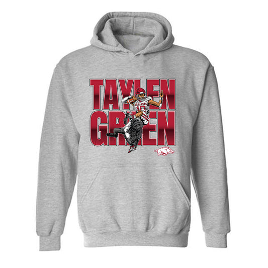 Arkansas - NCAA Football : Taylen Green - Individual Caricature Hooded Sweatshirt-0