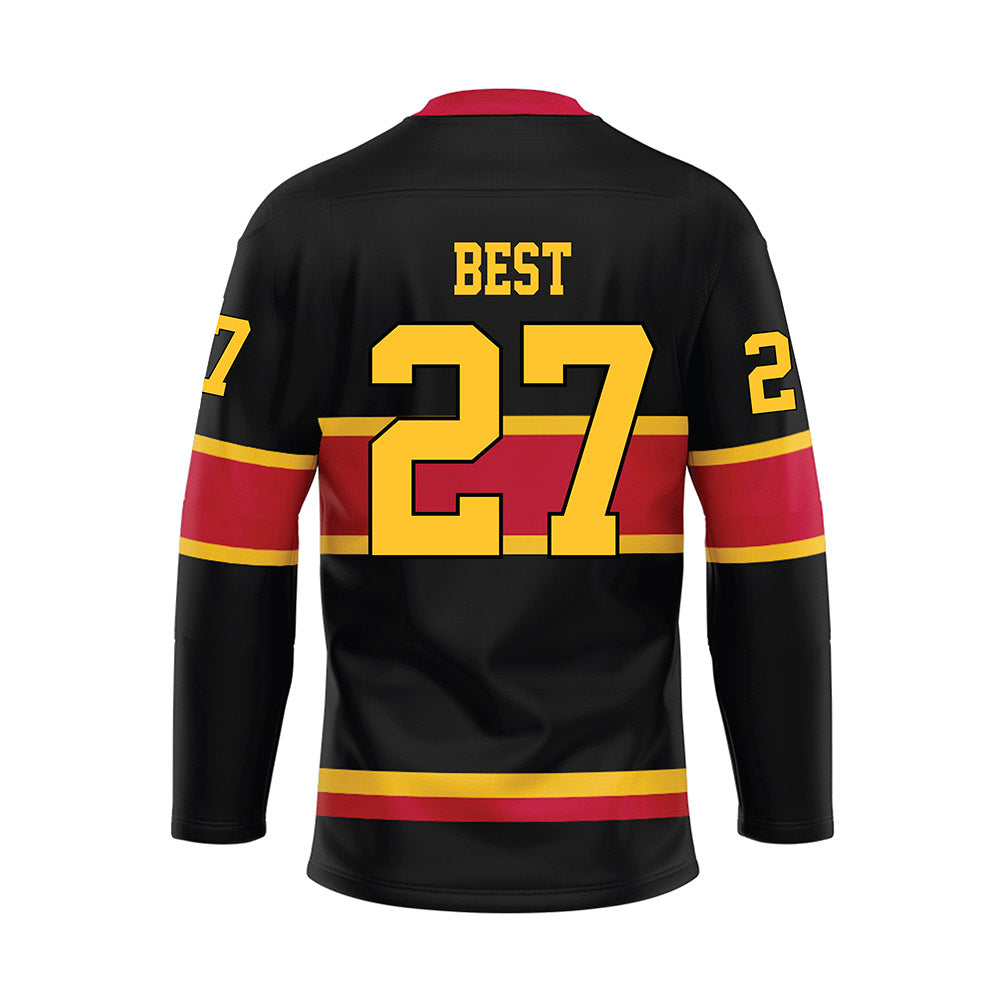 Ferris State - NCAA Men's Ice Hockey : Gavin Best - 2024 Black Hockey Jersey-1