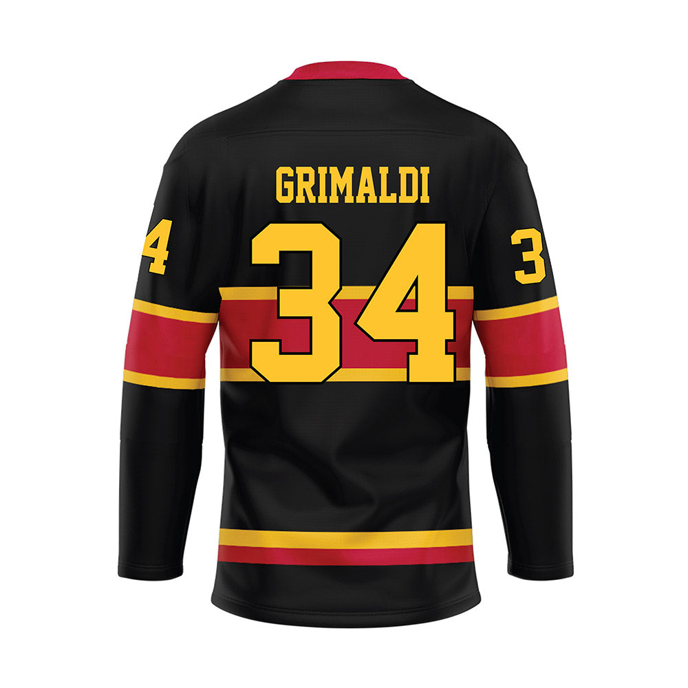 Ferris State - NCAA Men's Ice Hockey : Nick Grimaldi - 2024 Black Hockey Jersey-1