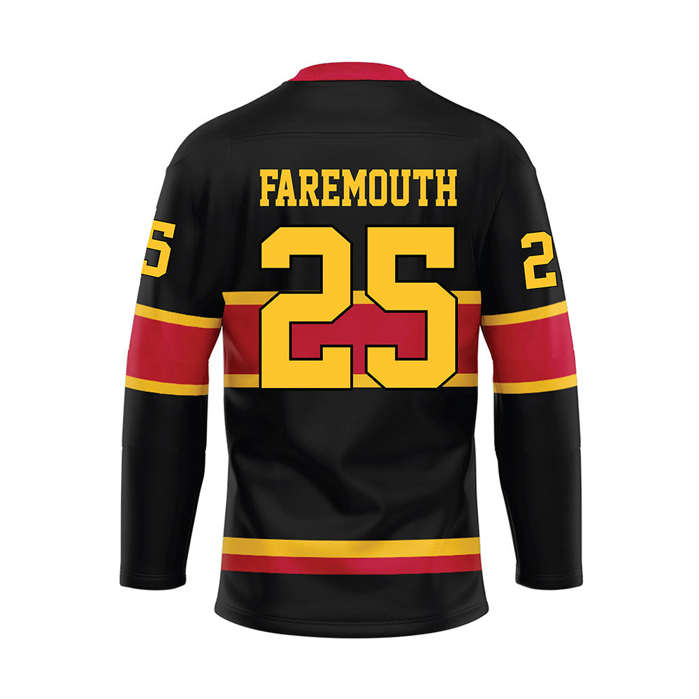 Ferris State - NCAA Men's Ice Hockey : Zach Faremouth - 2024 Black Hockey Jersey-1