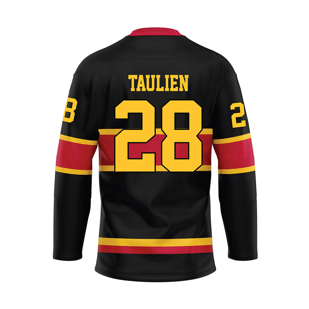 Ferris State - NCAA Men's Ice Hockey : Trevor Taulien - 2024 Black Hockey Jersey-1