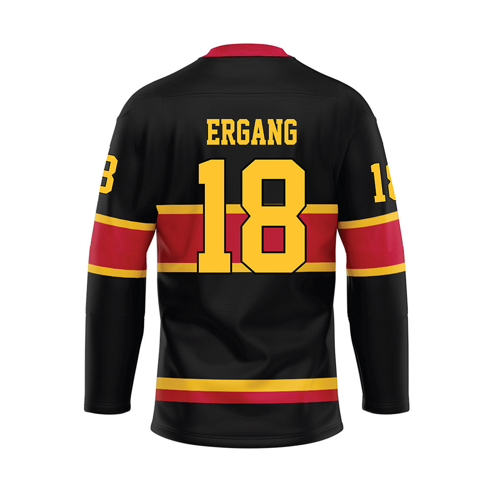 Ferris State - NCAA Men's Ice Hockey : Kaleb Ergang - 2024 Black Hockey Jersey-1