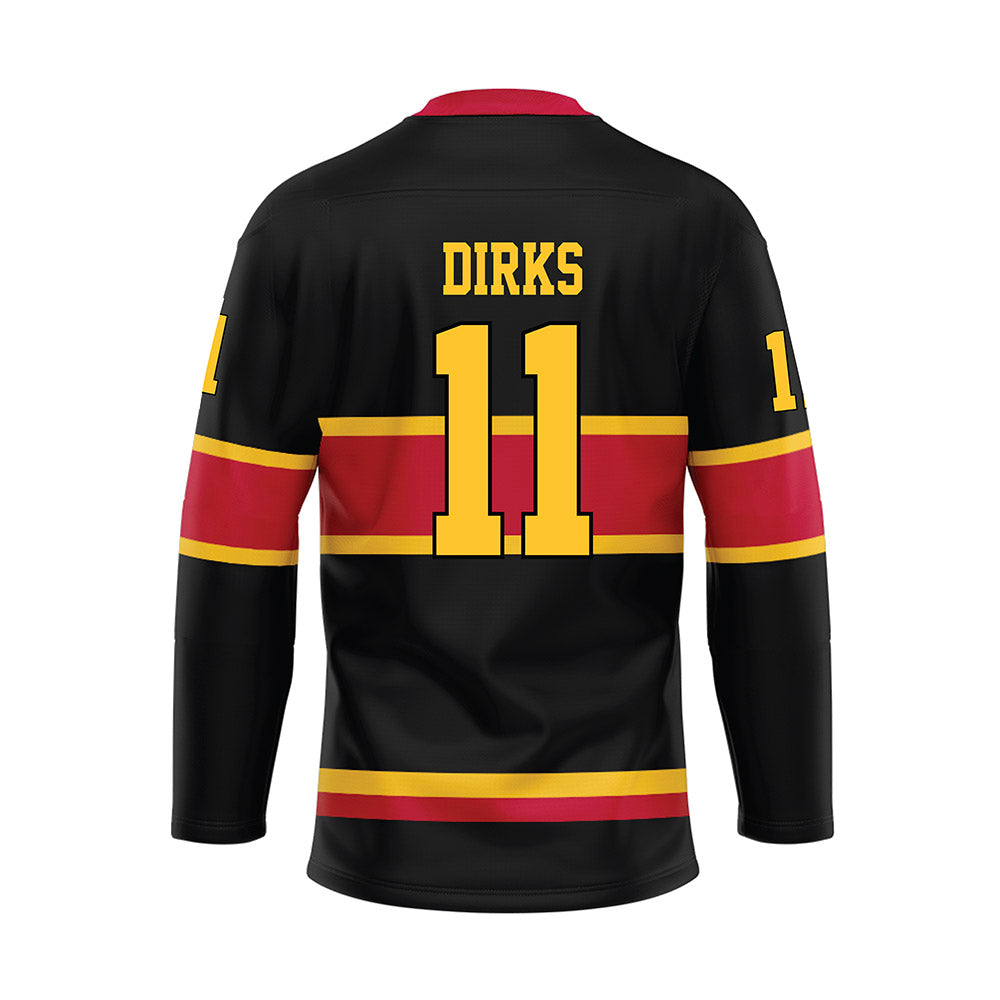 Ferris State - NCAA Men's Ice Hockey : Jacob Dirks - 2024 Black Hockey Jersey-1