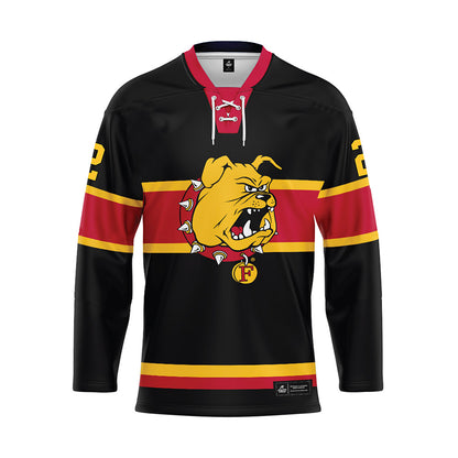 Ferris State - NCAA Men's Ice Hockey : Travis Shoudy - 2024 Black Hockey Jersey-0