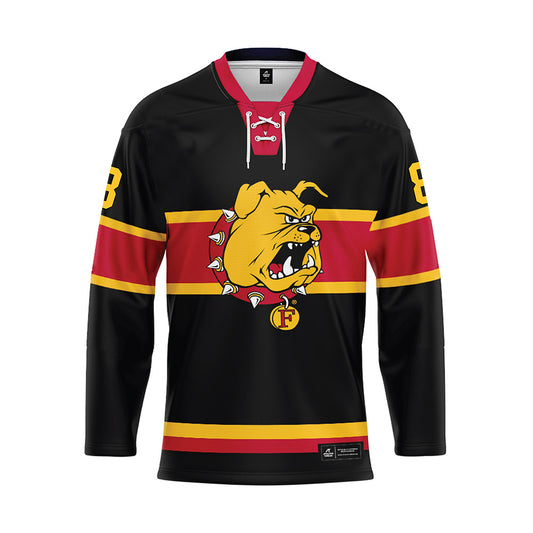 Ferris State - NCAA Men's Ice Hockey : Tyler Schleppe - 2024 Black Hockey Jersey-0