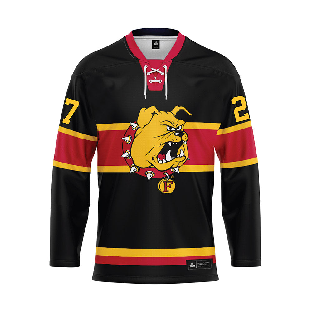 Ferris State - NCAA Men's Ice Hockey : Gavin Best - 2024 Black Hockey Jersey-0