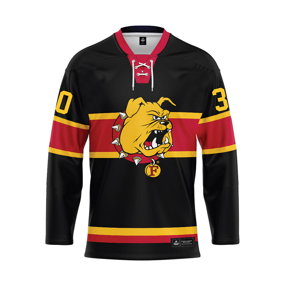 Ferris State - NCAA Men's Ice Hockey : Hobie Hedquist - 2024 Black Hockey Jersey-0