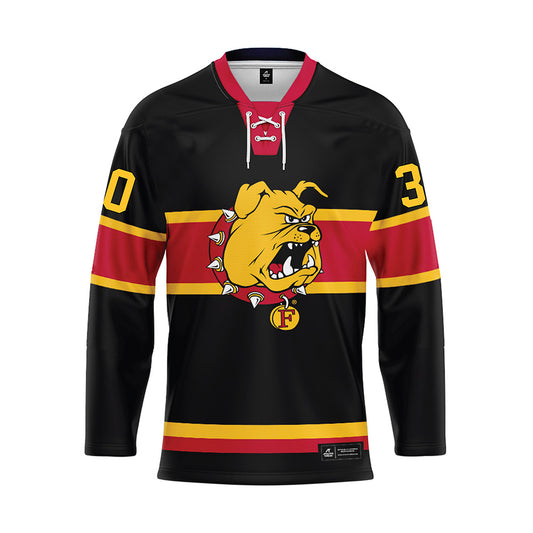Ferris State - NCAA Men's Ice Hockey : Hobie Hedquist - 2024 Black Hockey Jersey-0