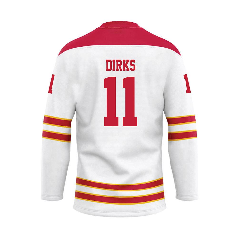 Ferris State - NCAA Men's Ice Hockey : Jacob Dirks - 2024 White Hockey Jersey-1